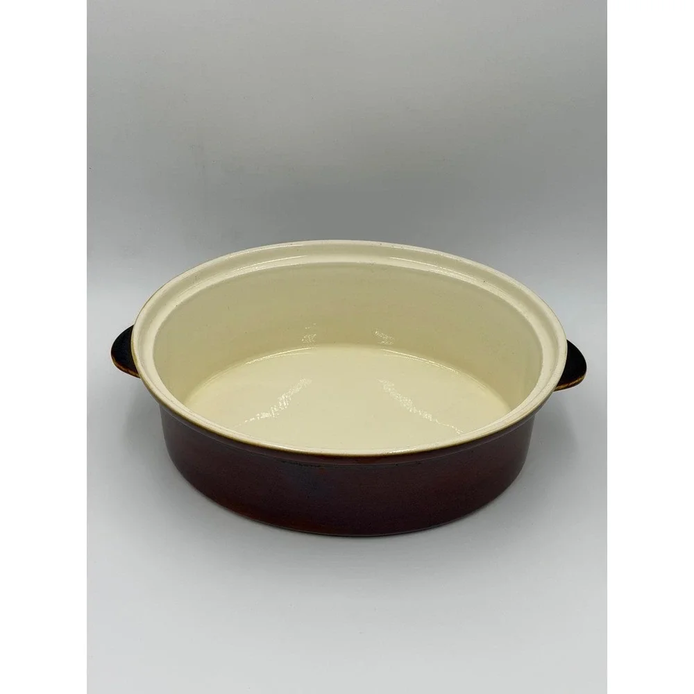 Vtg Villeroy & Boch Oval Casserole Vegetable Dish Brown Rust Glazed Handled 10x7